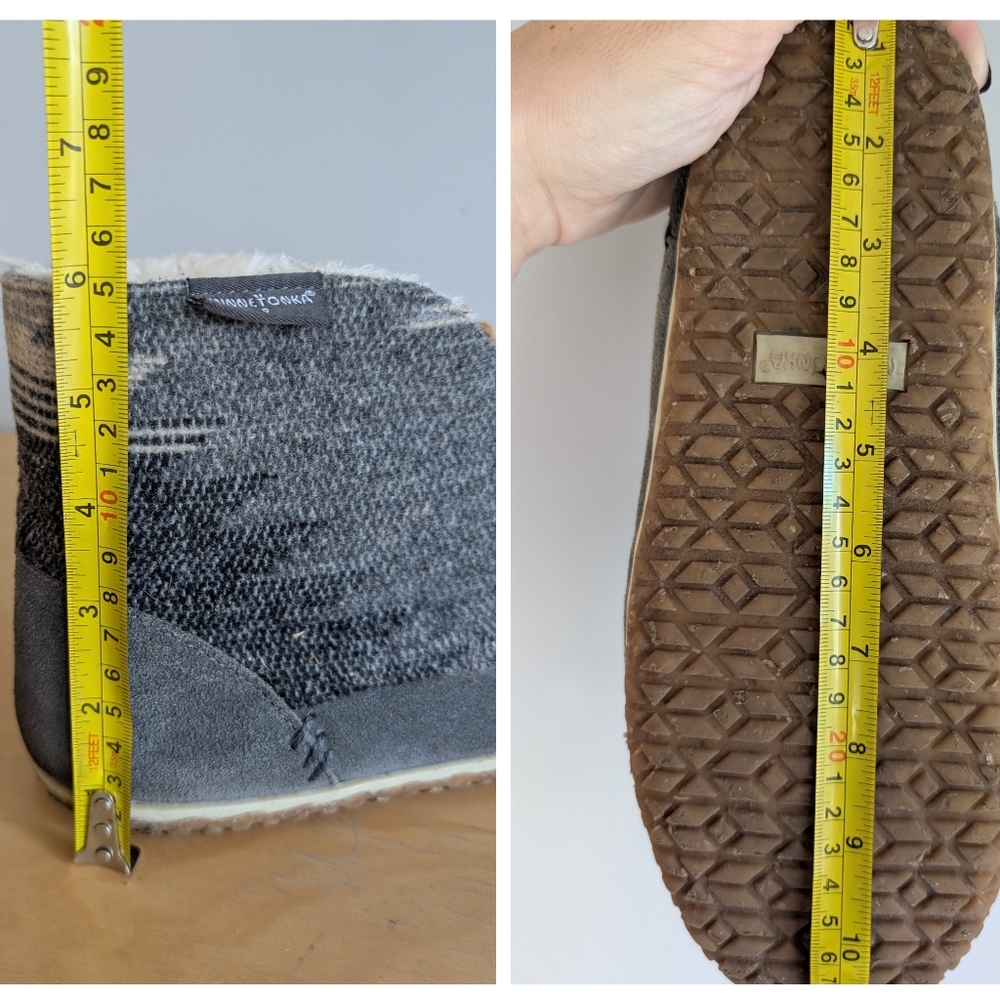 Minnetonka | Grey Suede Torrey Indoor / Outdoor Slippers, Size 11 - Picture 16 of 16